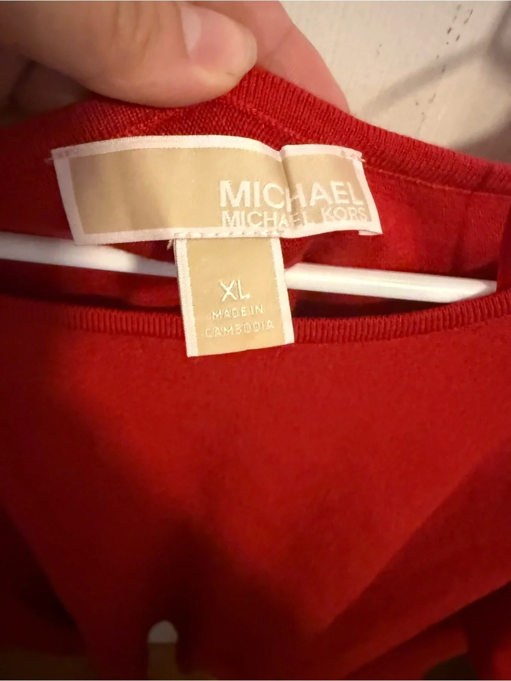 Michael Kors Red Scoop Neck Lightweight Sweater